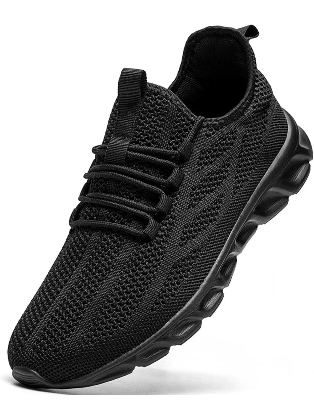 Men's Black Running Shoes Mesh Breathable Tennis Lightweight Walking Sneaker